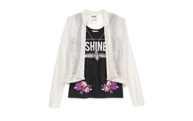  Cardigan Tank Top, Big Girls (White, L)