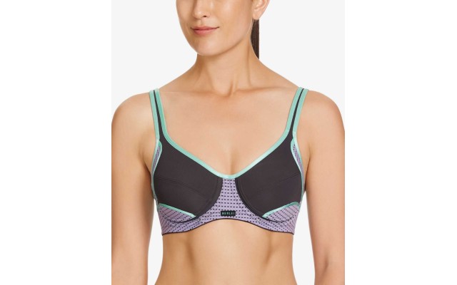  Electrify Dotted-Mesh Sports Bra YYN7 (Black, 32A)