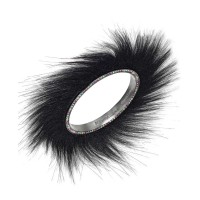 Betsey Johnson Faux-fur Bangle Bracelet – Black