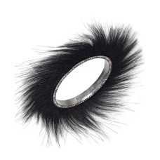 Betsey Johnson Faux-fur Bangle Bracelet – Black