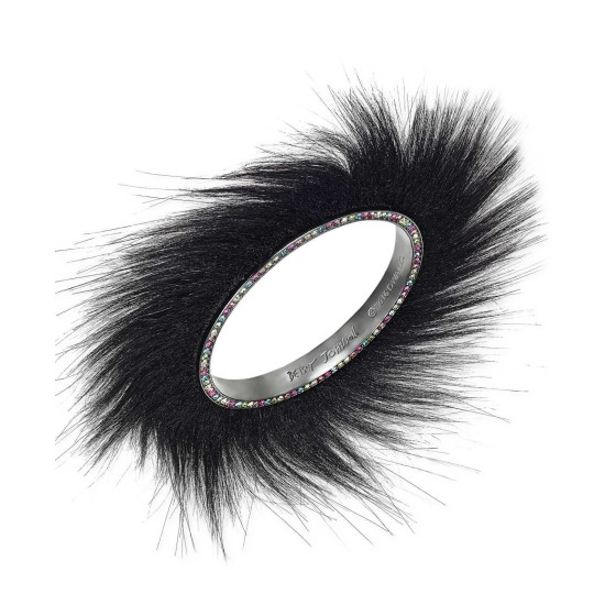  Faux-fur Bangle Bracelet – Black
