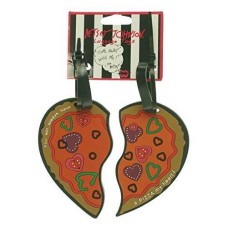 Betsey Johnson Heart‑Shaped Pizza Luggage Tag Set (Orange)