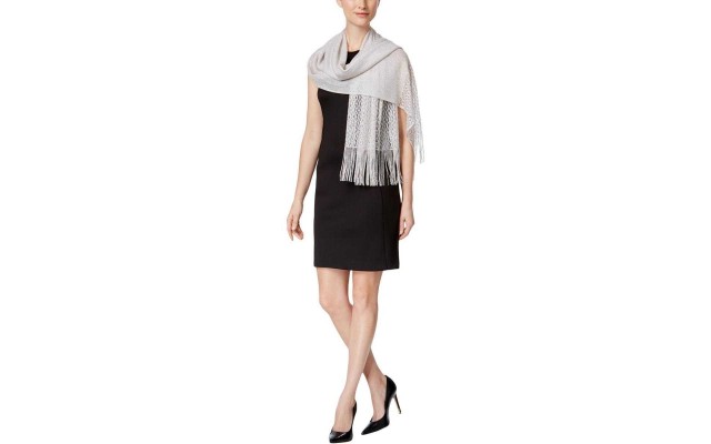 Betsey Johnson Womens Open Knit Metallic Shawl/Wrap (Beige, One Size)