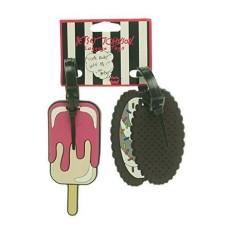 Betsey Johnson Womens Rubber Ice Cream Luggage Tags Pink O/S