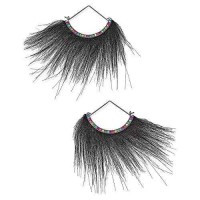 Betsey Johnson xox Trolls Faux-Fur Fan Earrings Black