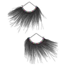 Betsey Johnson xox Trolls Faux-Fur Fan Earrings Black