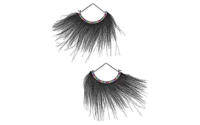  xox Trolls Faux-Fur Fan Earrings Black