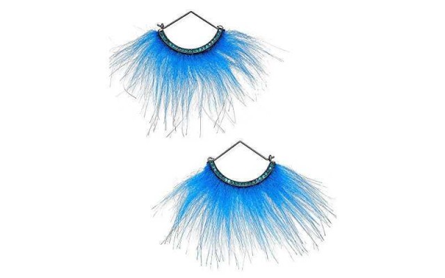  xox Trolls Faux-Fur Fan Earrings Blue