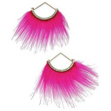 Betsey Johnson xox Trolls Faux-Fur Fan Earrings, Pink & Gold-Tone