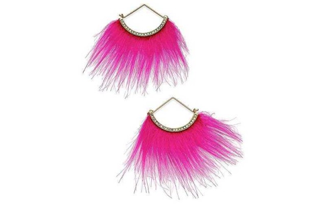  xox Trolls Faux-Fur Fan Earrings, Pink & Gold-Tone