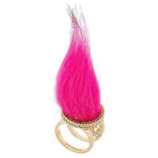 Betsey Johnson xox Trolls Pink Faux-Fur Ring, Size 7