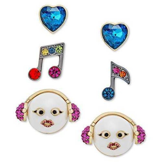 Betsey Johnson xox Trolls Stud Earrings Set, Multicolor (Set of 3)
