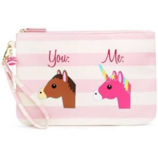  You and Me Unicorn Striped Wristlet Wallet Pouch