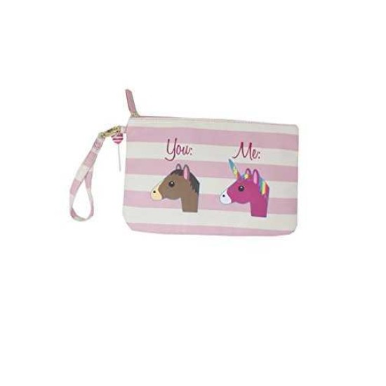  You and Me Unicorn Striped Wristlet Wallet Pouch