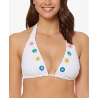 Bleu by Rod Beattie Grommet Triangle Halter Top Women’s Swimsuit (White, 4)