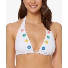 Bleu by Rod Beattie Grommet Triangle Halter Top Women’s Swimsuit (White, 4)