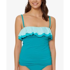 Bleu By Rod Beattie Ruffled Bandeau Tankini Top (Bright Green, 10)