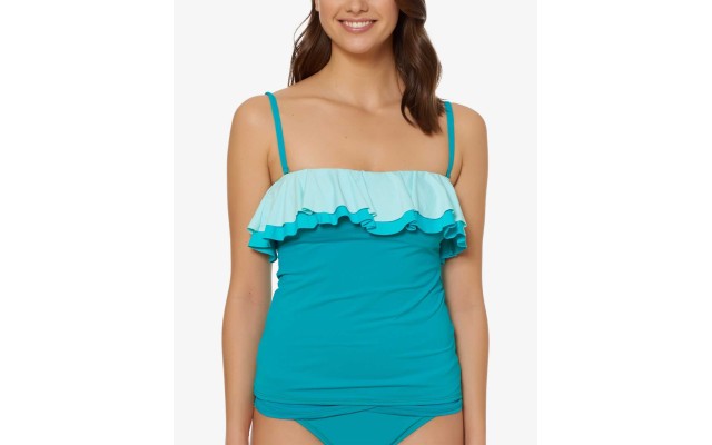 Bleu By Rod Beattie Ruffled Bandeau Tankini Top (Bright Green, 10)