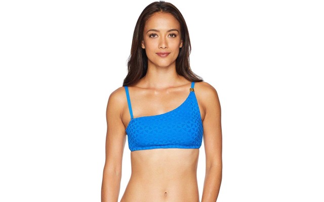 Bleu by Rod Beattie Woman's Textured Asymmetrical Bikini Top Swimwear