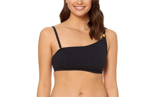 Bleu by Rod Beattie Woman's Textured Asymmetrical Bikini Top Swimwear