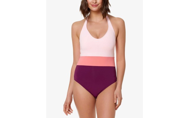 Bleu Rod Beattie Women’s Colorblocked Halter One Piece Swimsuit