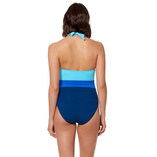 Bleu Rod Beattie Women’s Colorblocked Halter One Piece Swimsuit