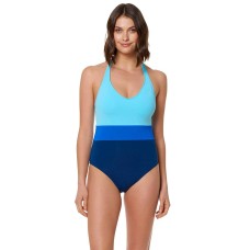 Bleu Rod Beattie Women’s Colorblocked Halter One Piece Swimsuit