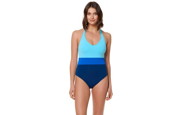 Bleu Rod Beattie Women’s Colorblocked Halter One Piece Swimsuit