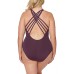 Bleu Rod Beattie Women’s Plus Size V Neck One Piece Swimsuit (Aubergine, 18)