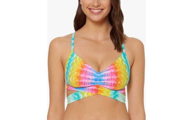 Bleu Rod Cross-Back D-Cup Bra-Sized Top Women’s Swimsuit (Rainbow, 36D)