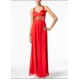  Juniors’ Embellished Crisscross-Back Gown (Red Gold, 9)