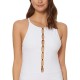  Women's Textured High-Neck Low-Back One-Piece Swimsuit