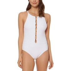 Blue by Rod Beattie Women's Textured High-Neck Low-Back One-Piece Swimsuit
