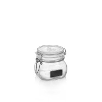 Bormioli Rocco Fido Square Clear Jar with Chalkboard, 17-1/2-Ounce
