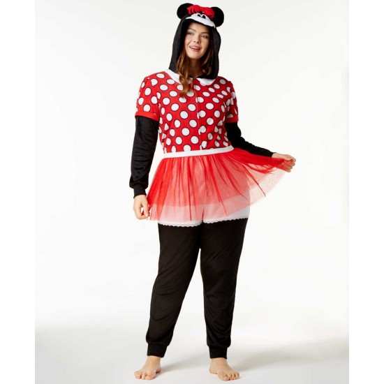 Plus Disney Minnie Mouse Polka-Dot Hooded Jumpsuit (Assorted, 1X)