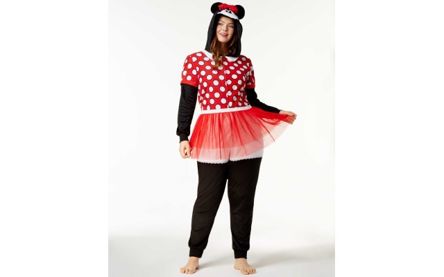  Plus Disney Minnie Mouse Polka-Dot Hooded Jumpsuit (Assorted, 1X)