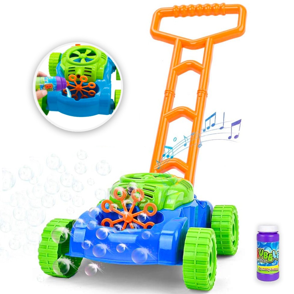 Bubble Lawn Mower Toy with Music and Real Lawn Mover Sounds, Indoor and ...