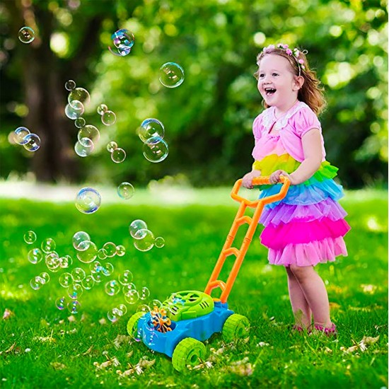 Bubble Lawn Mower Toy with Music and Real Lawn Mover Sounds, Indoor and Outdoor Fun and Healthy Exercise for Kids, Toddlers, Girls and Boys