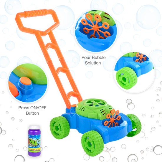 Bubble Lawn Mower Toy with Music and Real Lawn Mover Sounds, Indoor and Outdoor Fun and Healthy Exercise for Kids, Toddlers, Girls and Boys