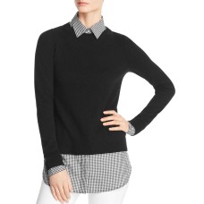 C by Bloomingdale’s Layered-Look Sweater (Black, M)