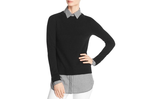 C by ’s Layered-Look Sweater (Black, M)