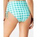  Check Please High-Waist Lace-Up Bikini Bottom (Light/Pastel Green, XL)