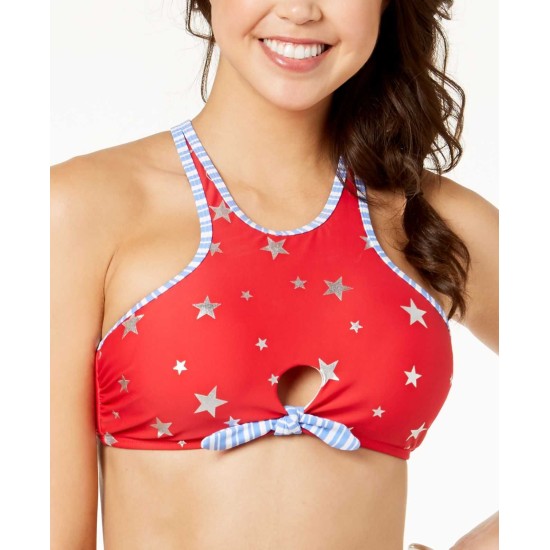  Juniors’ Americana High-Neck Top Women Swimsuit (Red, XL)