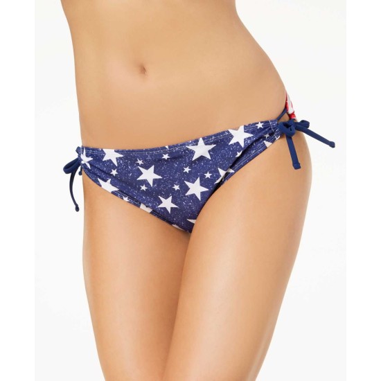  Juniors’ Americana Side-Tie Bottoms Women’s Swimsuit (Americana Printed, M)
