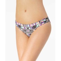 California Waves Sea Glass Deco Printed Side-Tab Bikini Bottoms Women’s Swimsuit (Multicolor, Large)