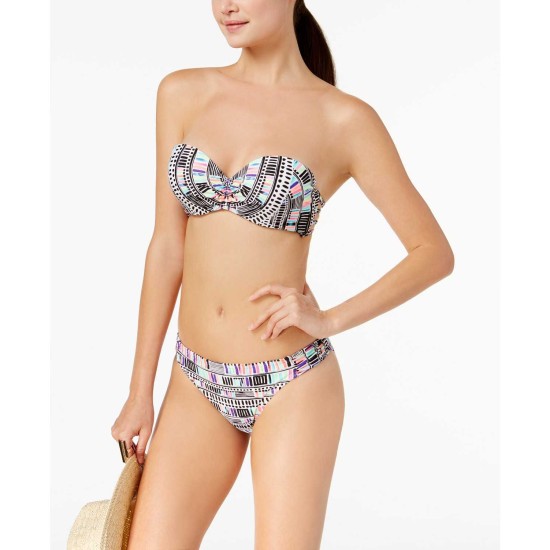  Sea Glass Deco Printed Side-Tab Bikini Bottoms Women’s Swimsuit (Multicolor, Large)