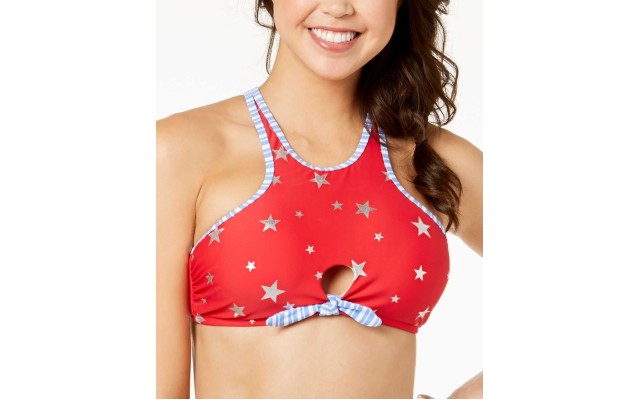  Women's Juniors’ Americana High-Neck Top Swimsuit