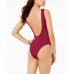  Women’s Ribbed Lace-Up Cheeky One-Piece Swimsuit