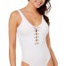  Women’s Ribbed Lace-Up Cheeky One-Piece Swimsuit