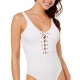  Women’s Ribbed Lace-Up Cheeky One-Piece Swimsuit